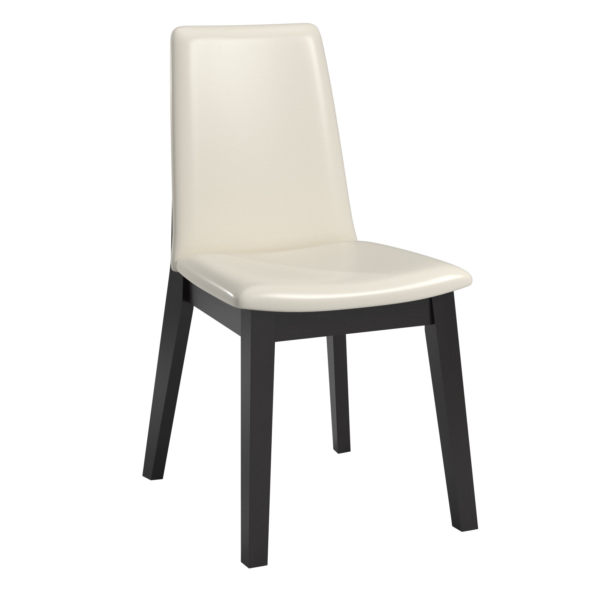 Weston Home Alta Wood Finish White Vegan Leather Dining Chair, Set of 2, Black Oak