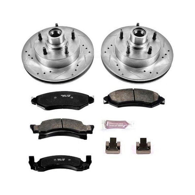 Power Stop Front Brake Kit with Drilled & Slotted Rotors and Ceramic Brake  Pads K2578