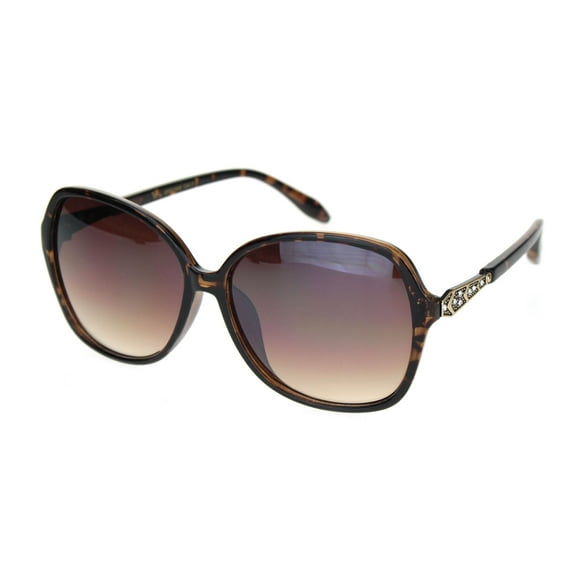 Elegant Rhinestone Jewel Trim Designer Butterfly Sunglasses Tortoise Gradient Brown