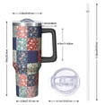 thumbnail image 2 of 40oz Pioneer Flower Floral Print Pattern Insulated Tumbler with Handle, BPA-Free Leak Proof Lid and Straws, Double Wall Vacuum, Hot 12h/Cold 34h, 2 of 6