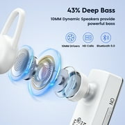 New Bee 2PC Bluetooth Headphones V5.0 Wireless (24H Talk Time/180D Standby) w/Mic, Dual Device Connectivity for iPhone/Android/Samsung/Laptop, Business Trucker Headsets,White