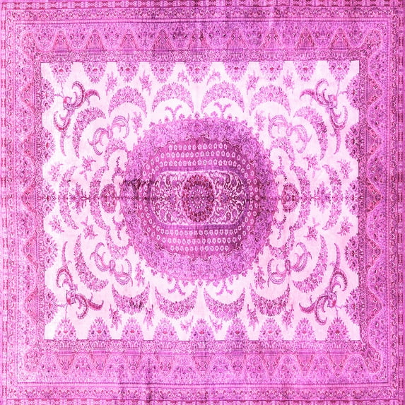 Ahgly Company Indoor Square Medallion Pink Traditional Area Rugs, 3' Square