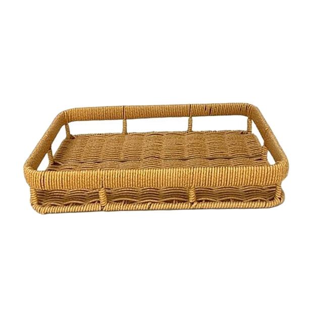 Bandeja rectangular para servir, cesta para pan, moderna, elegante, rústica, multiusos, tejida M
