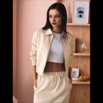 thumbnail image 4 of Chaqueta Corta para Mujer, Anorak Utilitario Extragrande con Cremallera, Color Crema, Talla S, 4 of 8