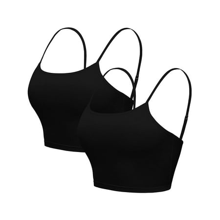 

Sociala Women s Cotton Scoop Neck Cropped Camisoles With Shelf Bra Tank Tops 2-packs