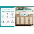 thumbnail image 2 of TROPOW Sideboard Buffet Cabinet, 4 Rattan Doors 2 Drawers Accent Storage Cabinet, Console Table Coffee Bar w/Power Outlet & LED Light, Adjustable Shelves for Dining Living Room, Hallway, Brown, 2 of 8