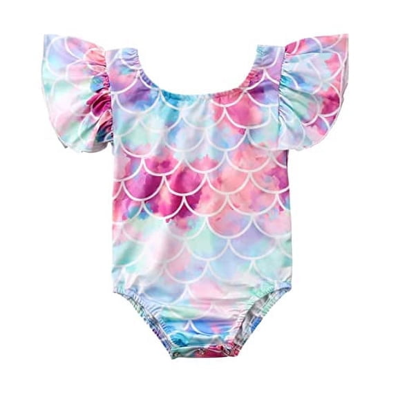StylesILove Baby Toddler Girls Mermaid Ruffled One-Piece Swimsuit Multicolor Bathing Suit Beach Swimwear (24 Months)