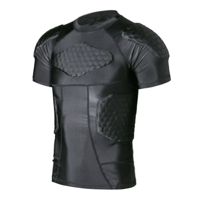 Padded Compression Shirt Protective Top Rib Chest Protector for Rugby Football Paintball Baseball Basketball