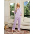 thumbnail image 4 of EK4YDNDS Womens Flannel Pajama Set, Long Button Down Lightweight Pjs Set with Pockets,(Orchid,M), 4 of 4