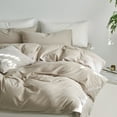 thumbnail image 3 of MooMee Duvet Cover Set Queen 100% Washed Cotton Twill Ultra-Soft Breathable Linen Like 3-Piece (Tannish Linen Grey, 90"x90"), 3 of 6