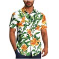thumbnail image 2 of Blusa y camisa de manga corta con cuello vuelto Camisa casual para hombre Camisa de bolos vintage de manga corta Camisas de verano de playa cubana Camisa con botones Blusa para hombre Poliéster, 2 of 6
