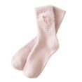 thumbnail image 2 of WHEANG Compression Socks for Women Korean Style Bow Decorated Mink Fleece Socks Mid Calf Warm Cold Proof Home Plush Sleep Cotton Multicolor One Size 2026 Sales Under $1, 2 of 4
