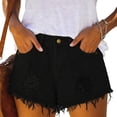 thumbnail image 4 of MYAOYI Short for Women Distressed Ripped Denim Shorts, Mid Rise Frayed Hem with Pockets, 4 of 8