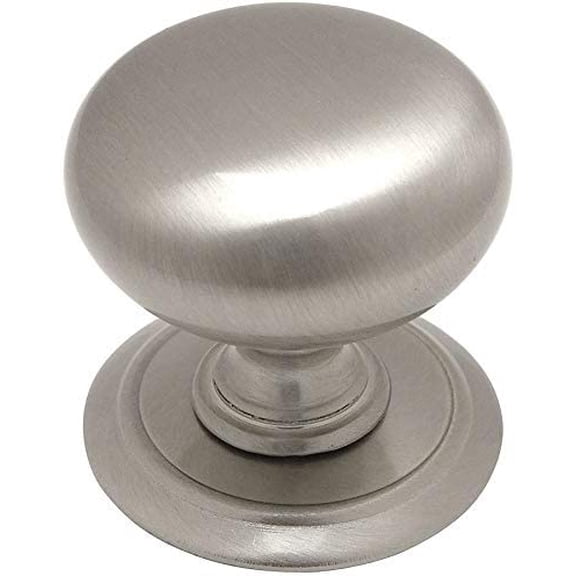 25 Pack - Cosmas 6542SN Satin Nickel Round Cabinet Hardware Knob with Backplate - 1-1/4" Diameter