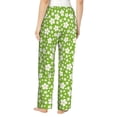 thumbnail image 3 of Naloa Green White Flowers Print Women’s Ultra-Soft Comfy Pajama Lounge Pants with Pockets & Drawstring, 3 of 8