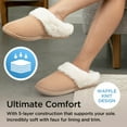 thumbnail image 4 of Brookstone Classic Comfort Memory Foam Slippers - Women's Memory Foam Indoor/Outdoor Slippers - Warm & Comfortable Cozy - Soft Plush Lining, Non-Slip Sole - Camel, Small, 4 of 11