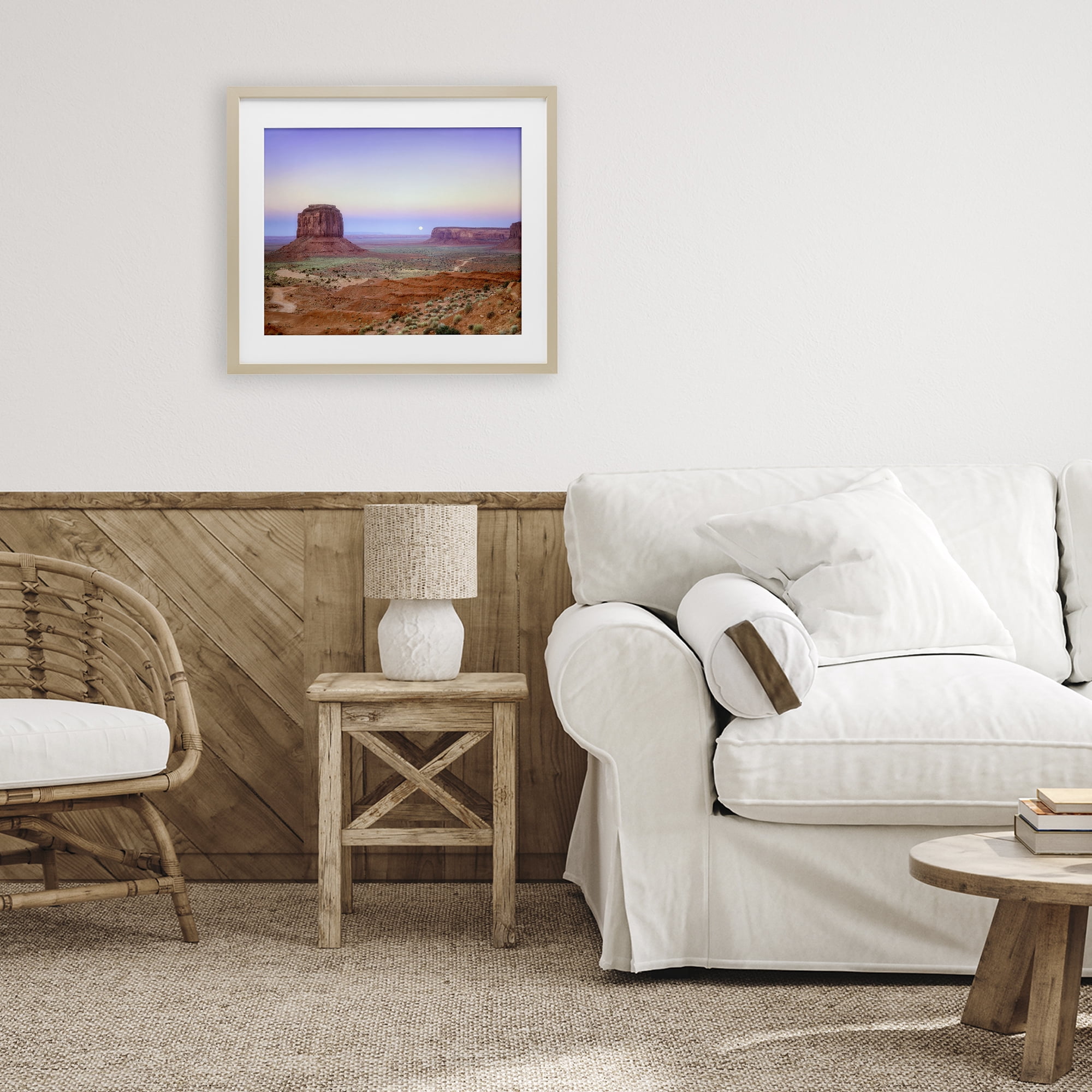 Stupell Industries Moonrise Over Monument Valley Birch Framed Print Under Glass, design by Dennis Frates