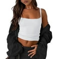 thumbnail image 3 of Women'S Spaghetti Strap Top Basic Sleeveless Crop Tank Top White S, 3 of 9