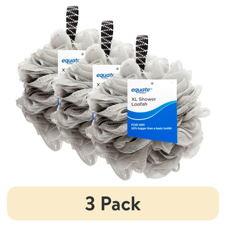 (3 pack) Equate Men's Extra Large Shower Loofah, Color May Vary