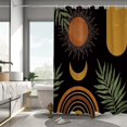 thumbnail image 2 of Black Mid Century Abstract Shower Curtain, Yellow Boho Aesthetic Shower Curtains Waterproof Fabric for Bathroom Decor Green Nature Leaf Sun Vintage Shower Curtain Set with 12 Hooks 72"X72", 2 of 4
