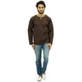 thumbnail image 7 of Atasi Men's Short Kurta Brown Round Keyhole Neck Cotton Tunic Shirt-Small, 7 of 7