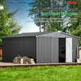 thumbnail image 5 of AECOJOY 12' x 12' Outdoor Storage Shed with Lockable Door Patio Metal Garden Storage Building in Dark Gray for Outside, 5 of 7