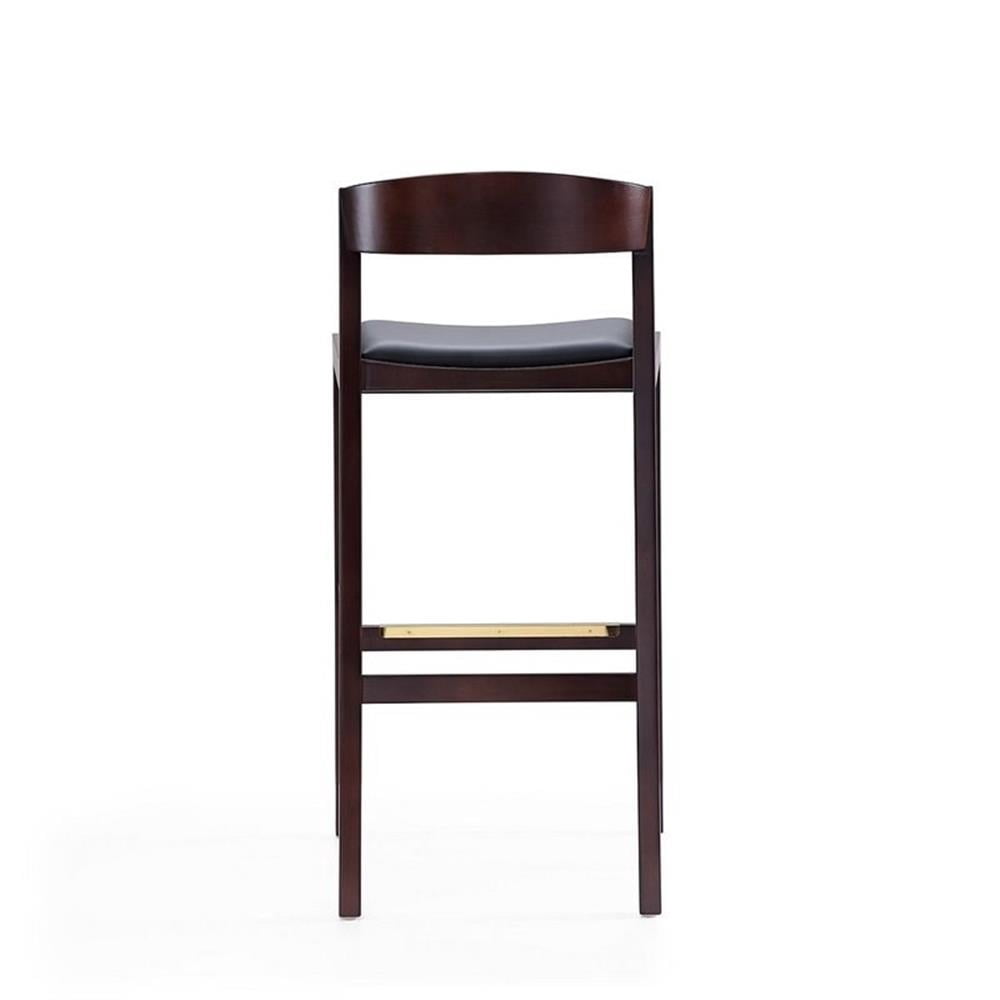 Manhattan Comfort Klismos 30.5" Faux Leather Barstool in Black (Set of 3)