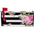 thumbnail image 5 of Coolnut Mailbox Covers Magnetic Oversize Flowers On Black White Stripe Seasonal Mail Wraps for Home Outdoor Decor, 25.4"x20.78", 5 of 5