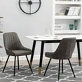 thumbnail image 2 of Andeworld Upholstered Dining Chairs Set of 2 Modern Faux Leather Armless Accent Chairs Mid Century Leisure Chair Kitchen Living Room Desk Side Chair with Metal Legs(Grey), 2 of 8