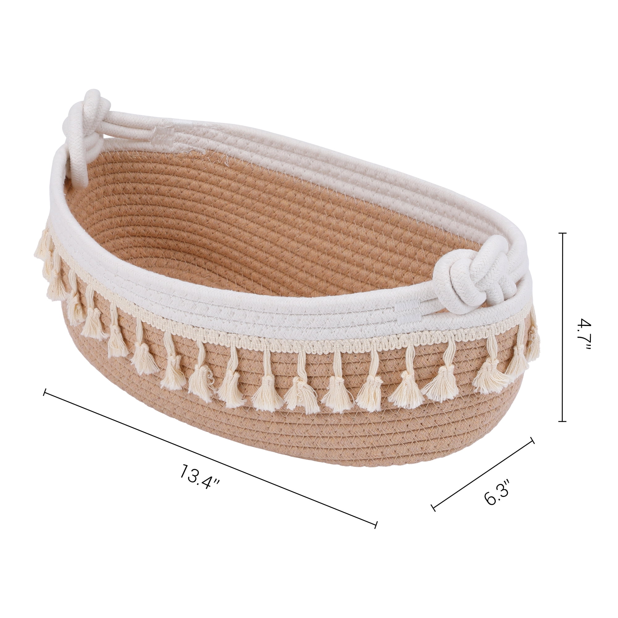 Unique Bargains Woven Storage Basket Solid Shelf Storage Bin Brown 13.4*6.3*4.7in