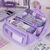 ZhyrZng Japanese And Korean Style Multi-layer Cloth Pencil Case Student Stationery Storage Box Pencil Case Crossborder Pen Container Purple