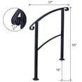 thumbnail image 5 of Gzxs Metal Hand Rails for Outdoor Steps - 1 to 3 Step Rails - Wrought Iron Railing, Indoor/Outdoor Stair Railing - Hand Rails for Concrete Steps or Wooden Stairs, Easy to Install, Black, 5 of 8