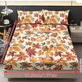 thumbnail image 4 of Garronmavis Autumn Maple Leaf 3-Piece Bedding Set, 1 Deep Pocket Fitted Bed Sheet with 2 Matching Pillow Shams, Soft Breathable Bed Linen for Fall Bedroom Decor, 100cm*190cm, 4 of 7