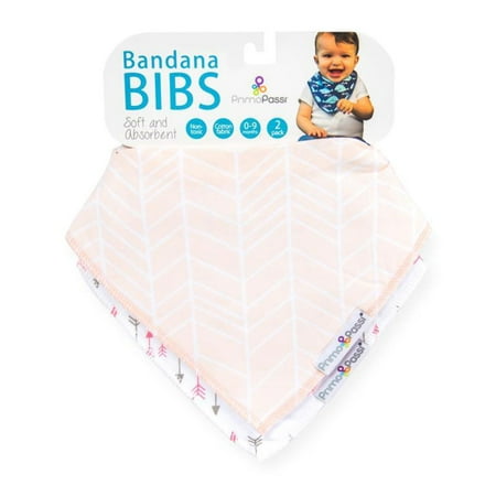 Primo Passi - 2Pk White/Pink Arrows Bandana Bib