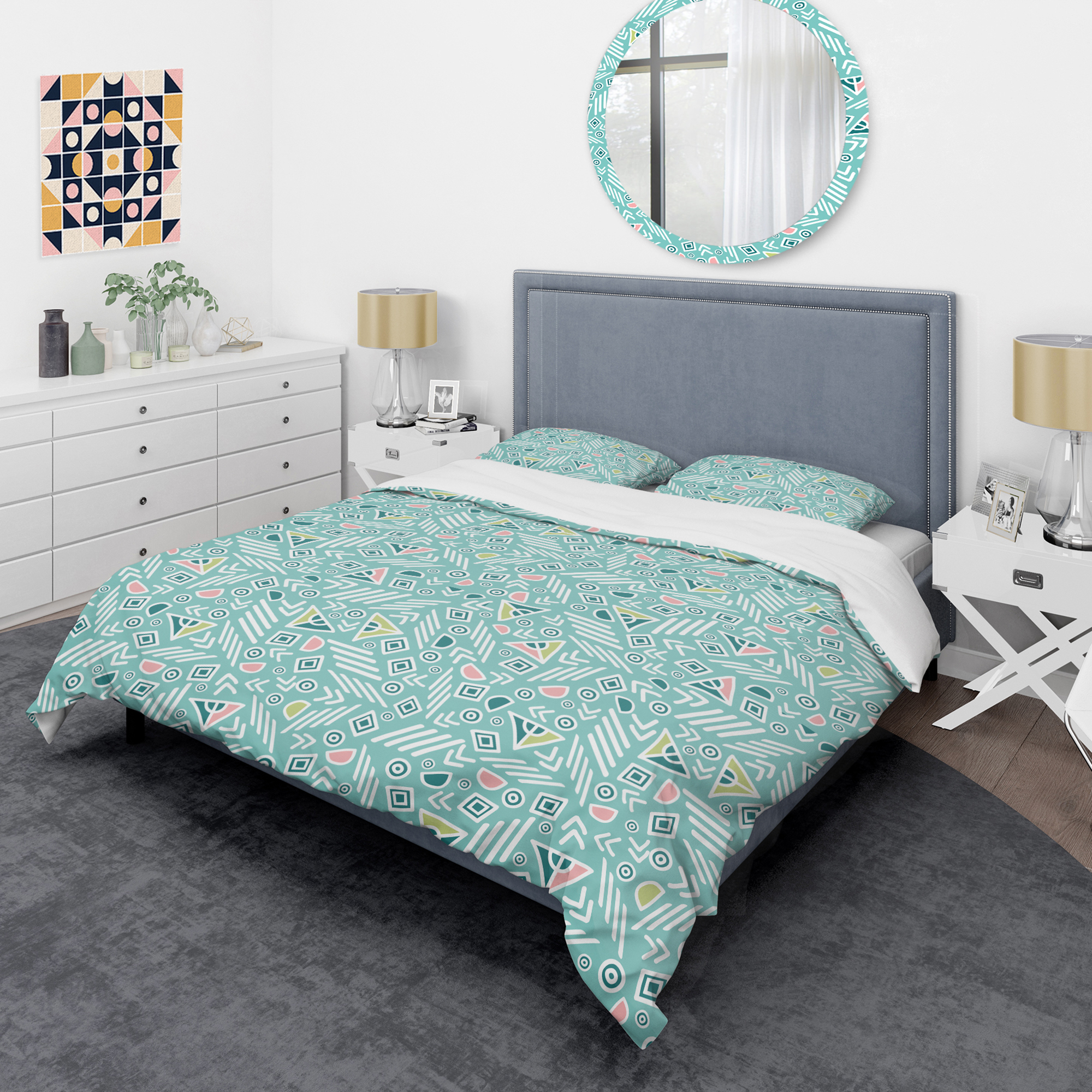 Designart 'Pastel Tribal Retro Pattern' Mid-Century Modern Duvet Cover Set