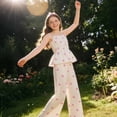 thumbnail image 6 of FSYBOA Girls Outfit Set, Sleeveless Stretch 2Piece Summer Tank Tops and Pant Set Beige Size 14-16T, 6 of 7