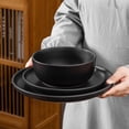 thumbnail image 5 of MALACASA 18 Piece Ceramic Dinnerware Set, Microwave and Dishwasher Safe, Stackable Plates and Bowls sets Service for 6, Black, 5 of 10