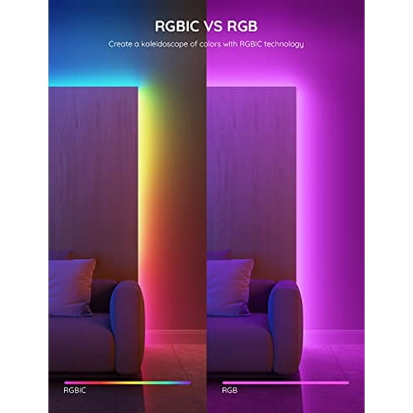 Tiras LED inteligentes Govee RGBIC de 16.4 pies para dormitorio control de aplicación Bluetooth