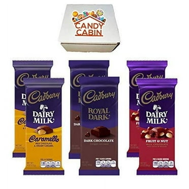 Cadbury Chocolate Candy Bar Variety Box 6-Count Full Size Bars By CANDY CABIN CARMELLO-DARK-FRUIT & NUT