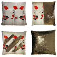 thumbnail image 1 of EREHome Poppy Flowers Reversible Mermaid Sequin Pillow Case 18x18 inches, 1 of 3