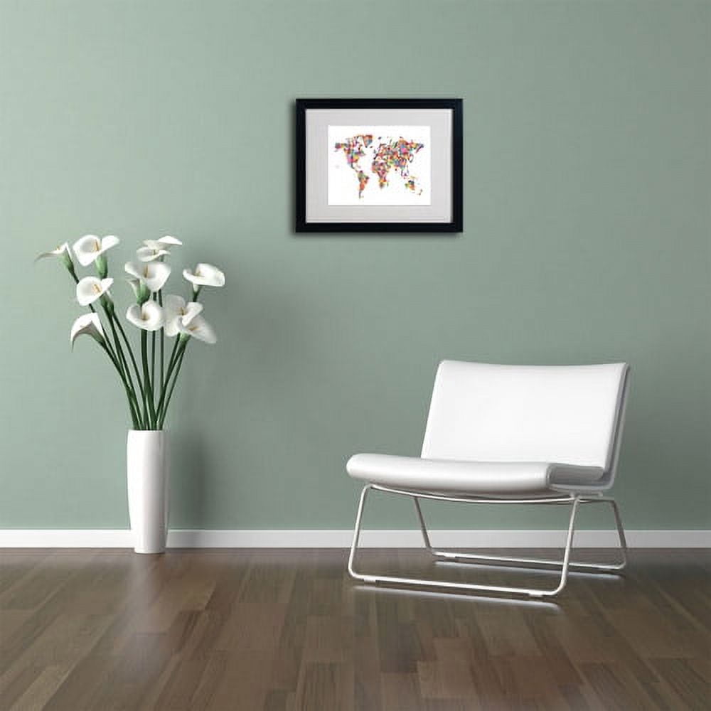 Trademark Fine Art "Flowers World Map 2" Matted Framed Art by Michael Tompsett