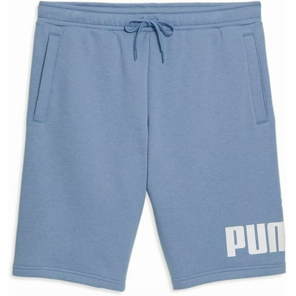 Puma Mens Regular fit Big Logo Print Fleece Shorts Small Powder Blue Solid