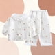 thumbnail image 4 of Conjunto de ropa de casa para niños con cuello vuelto y manga larga, pijama pequeño y fresco con solapa y ribete de encaje para niñas, conjunto de dos piezas, ropa transpirable para bebé con aire acon, 4 of 9