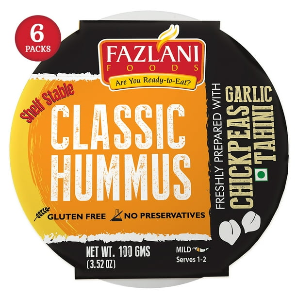 Fazlani Foods Shelf Stable Ready to Serve (6Pack) Classic Hummus