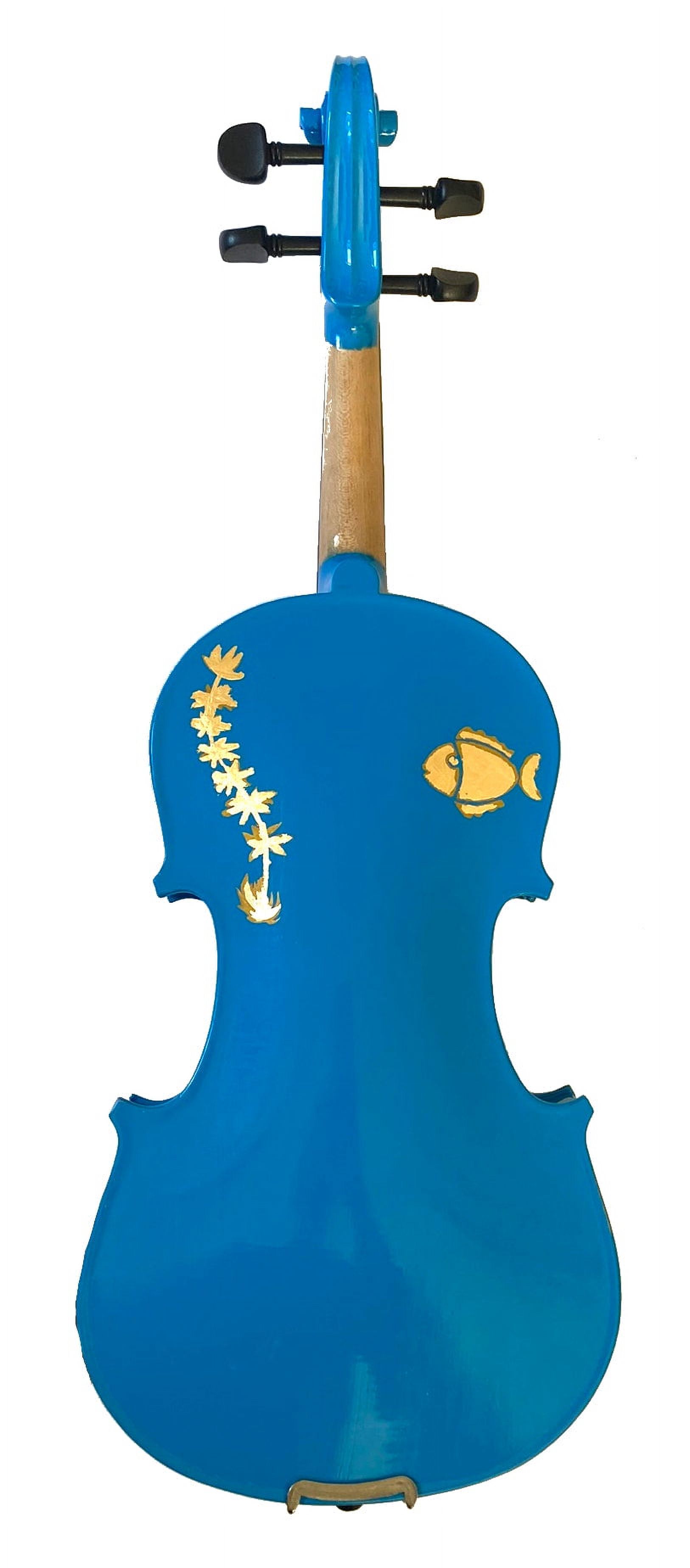 Octopus Bling Blue Violin Outfit w Brazilwood Bow Case Crystal Fine Tuners Rosin Strings Set Up