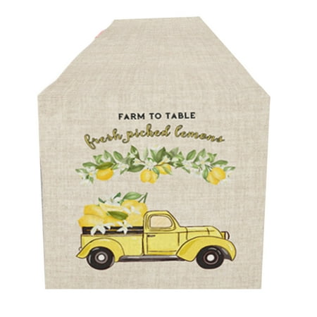 

Lemon Gnome Printed Table Runner Flag Farmhouse Cotton Linen Tablecloth Scarf
