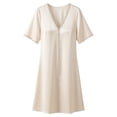 thumbnail image 3 of Women's Ice Silk V Neck Nightgown Short Sleeve Cooling Sleep Dress Lightweight Breathable Summer Lounge Nightshirt Elegant Soft Casual Homewear Sleepwear for Women, 3 of 3
