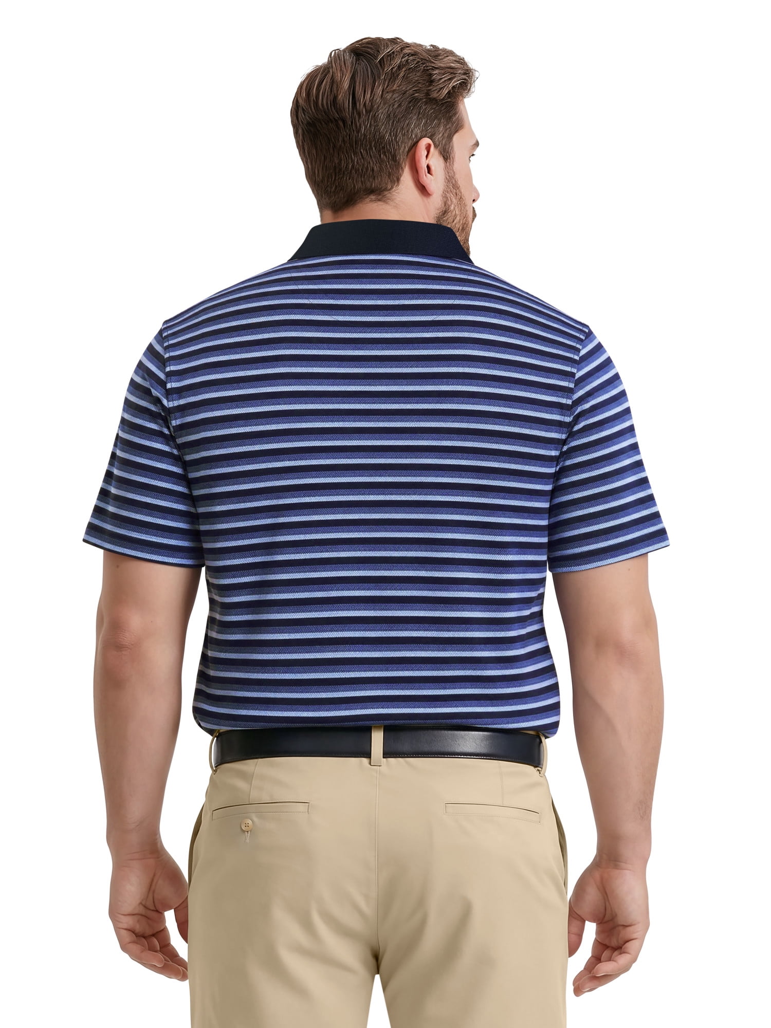 Ben Hogan Performance Men’s & Big Men's Herringbone Stripe Short Sleeve Golf Polo Shirt, Sizes S-4XLT