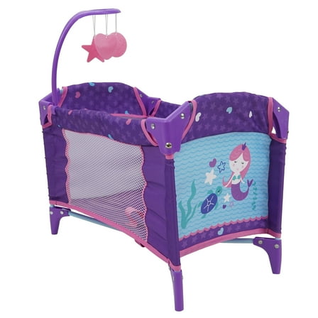509 Crew Mermaid Dream n Fun Doll Play Yard W/ Mobile, Folds for Easy Storage & Travel, Pack & Play, Ages 3 