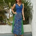 thumbnail image 4 of Demiparti Robe Sans Manches blu e verdi Mode Féminine Robe de Soirée, 4 of 5